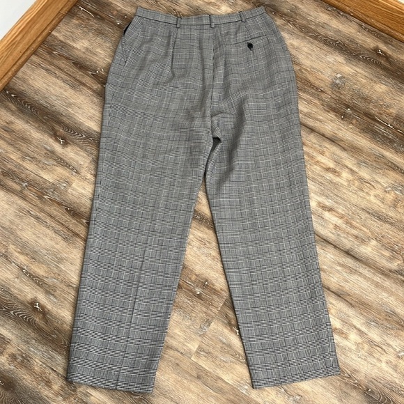 Lauren Ralph Lauren Womens Size 14 Pants Plaid Check Pleated Wool Blend Trousers - Picture 4 of 15